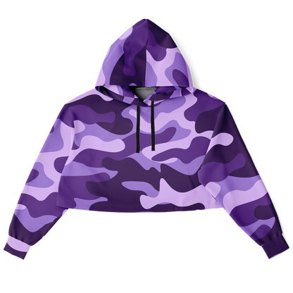 Cropped Hoodie For Women | Purple, Blue & Mauve Camouflage