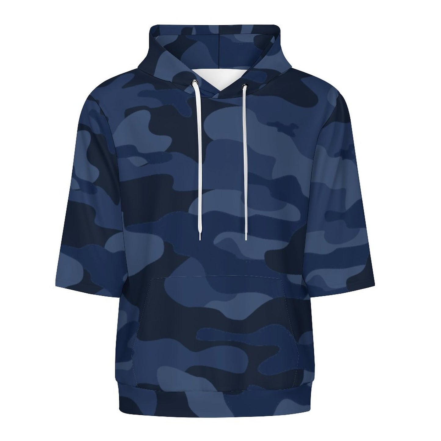 Short Sleeve Hoodie | Deep Blue Camouflage