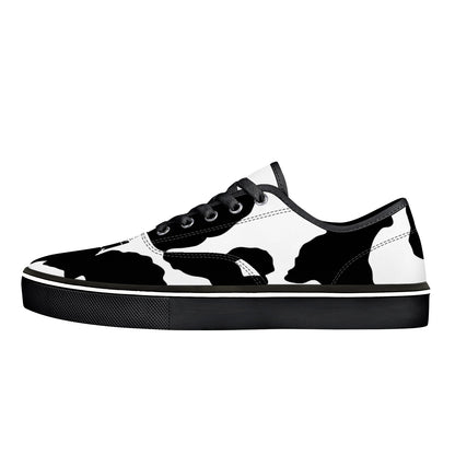 Camo Skate Shoes | Black & White Cow Print