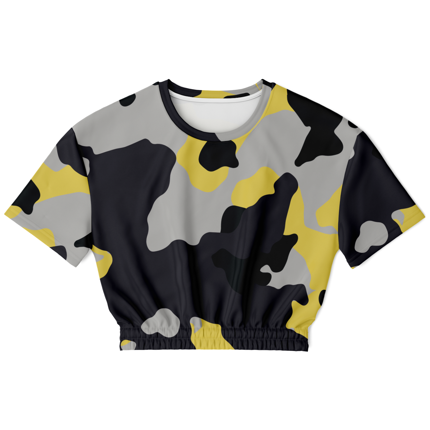 Camo Crop Top Sweatshirt | Yellow, Black & Silver Camouflage