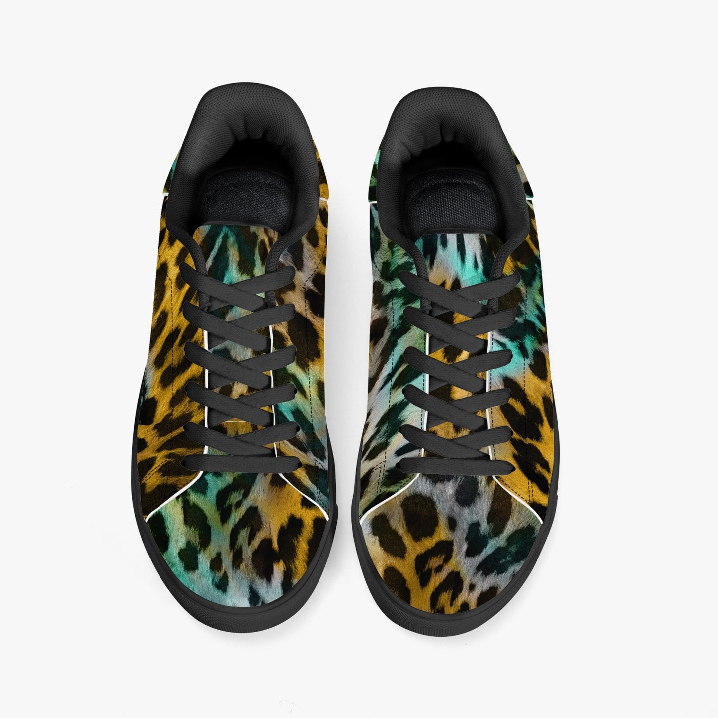 Leopard Sneakers | Classic Low-Top | Yellow and Blue