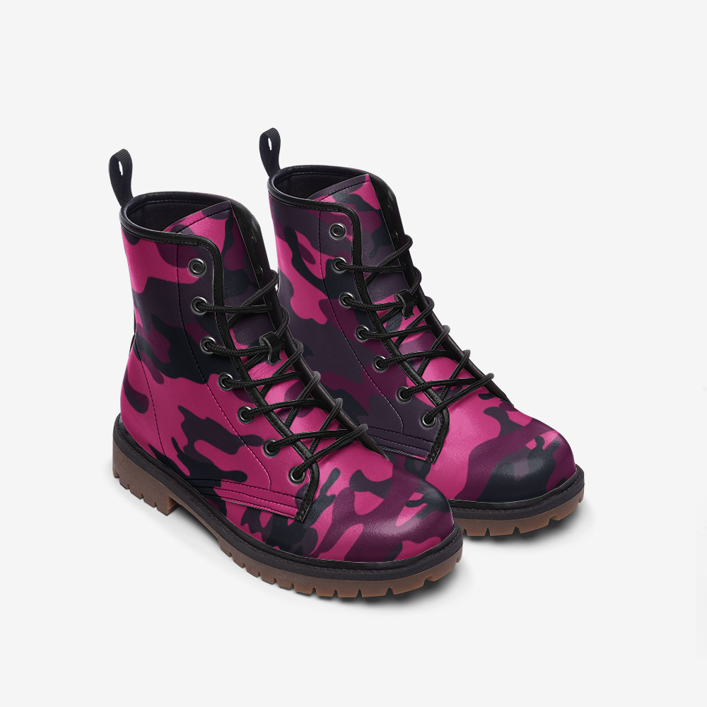 Pink Camo Boots | Onyx & Deep Blue Mixed Camouflage