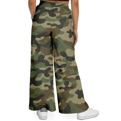 Camo Wide Leg Pants | Military Brown Camouflage