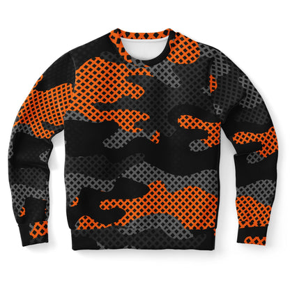 Camo Sweatshirt | Unisex | Black & Orange Pixel