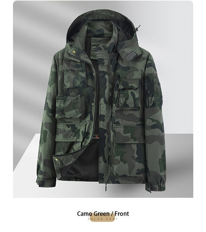 Men's Camo Jacket | Outdoor Stylish with Removable Hood