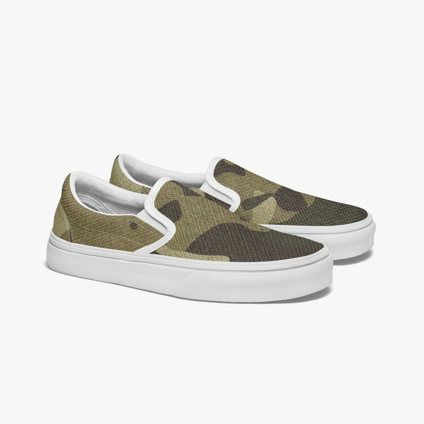 Camo Slip-On Shoes | Green Fabric Camouflage Design