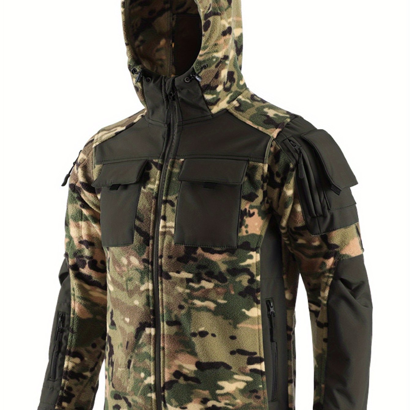 Men's Camo Hunting Jacket | Windproof Winter Fleece Coat