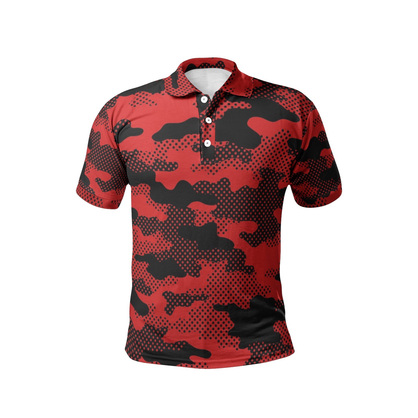 Red Camo Golf Shirt | Pixel Camouflage