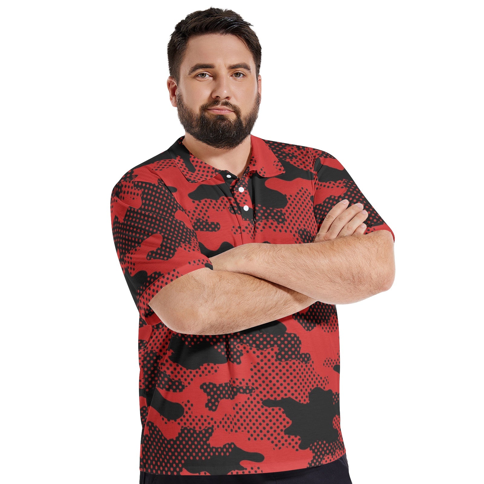 Red Camo Golf Shirt | Pixel Camouflage