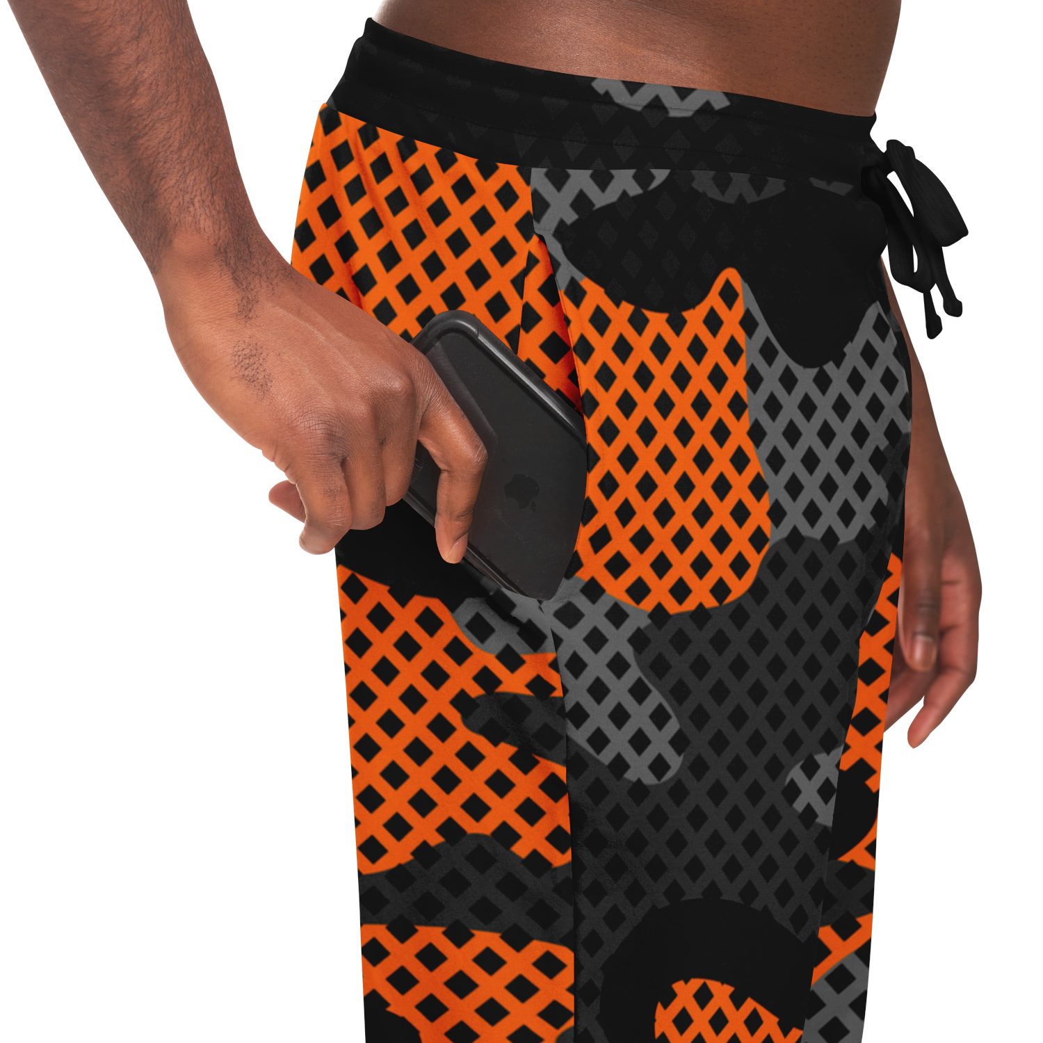 Camo Sweatpants | Unisex | Black & Orange Pixel Pattern