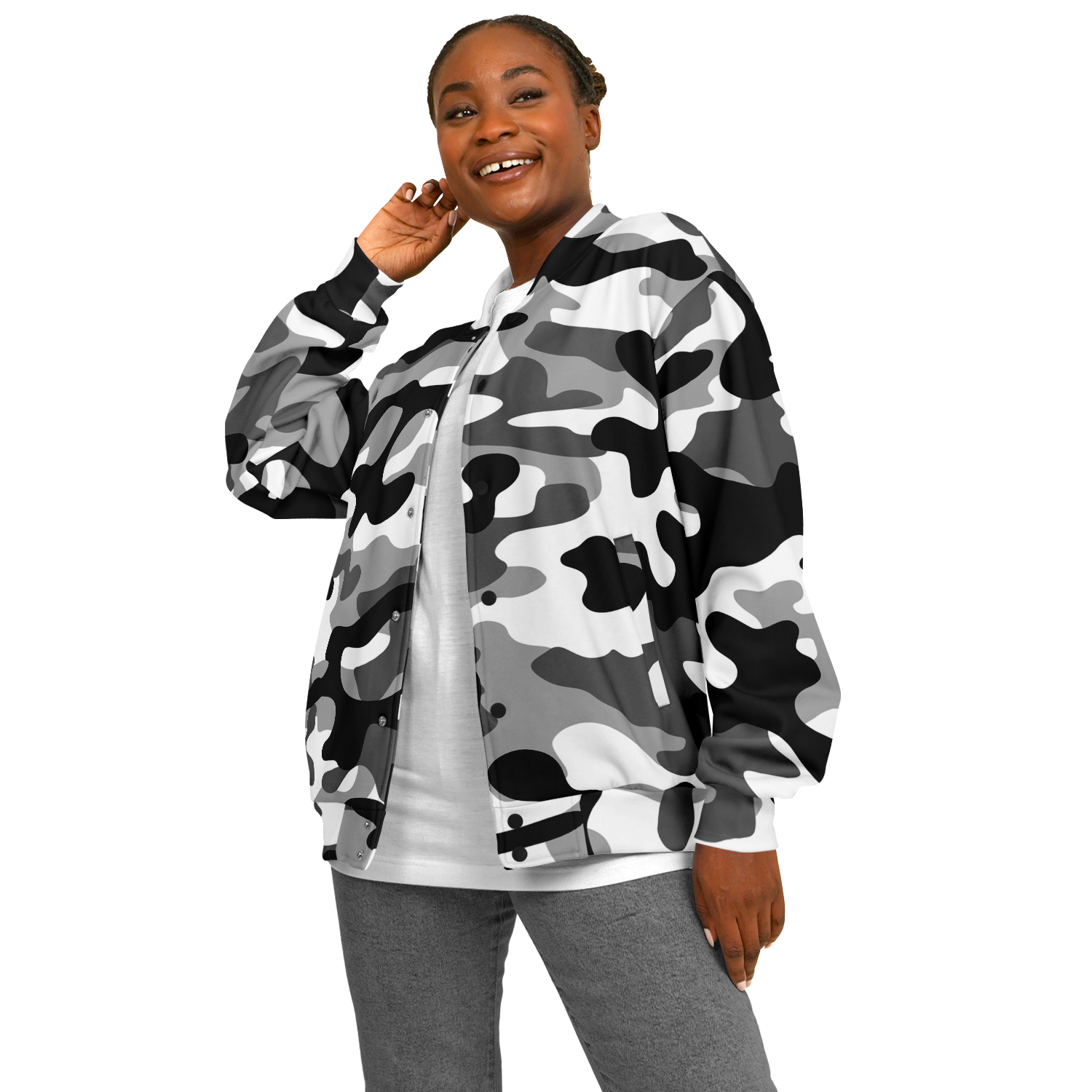 Baseball Camo Jacket | Military Camouflage in Black & White