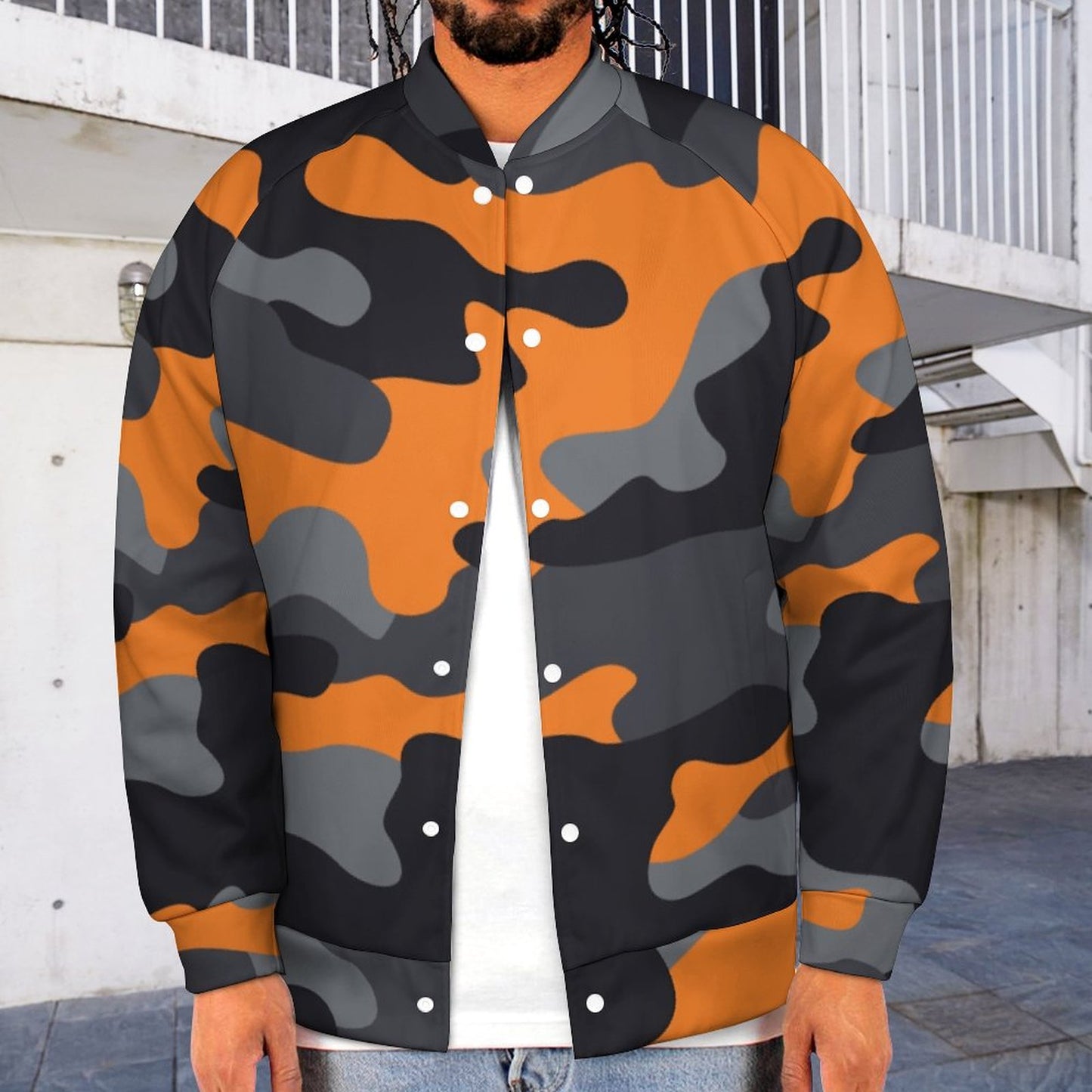 Men's Camo Jacket | Orange, Gray & Black Camouflage