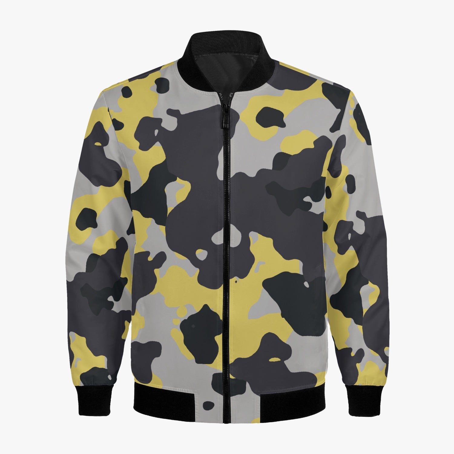 Women's Camo Bomber Jacket | Yellow, Black and Silver Camouflage