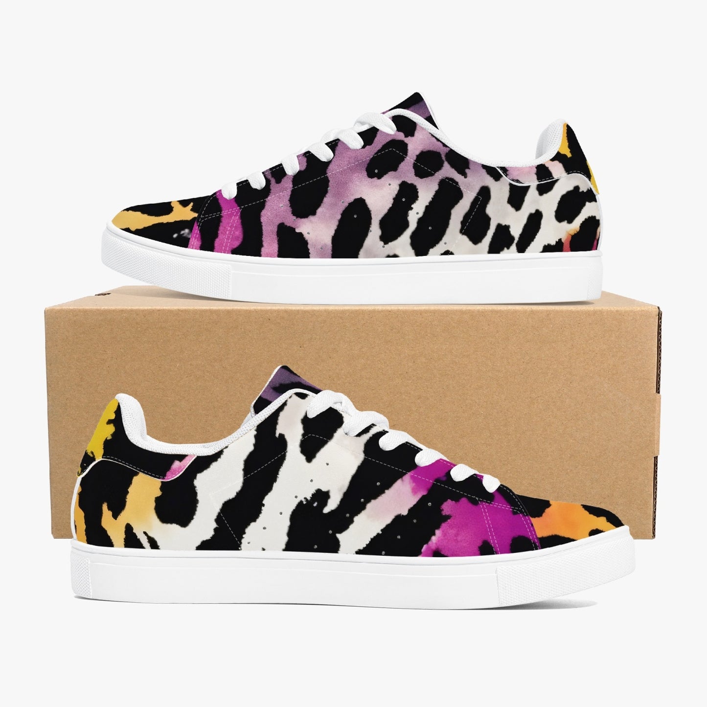 Leopard Sneakers | Classic Low-Top | Bauhaus Magenta & White