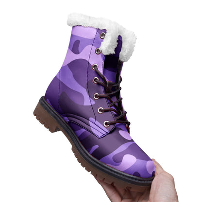 Snow Camo Boots | Purple, Blue, and Mauve Camouflage