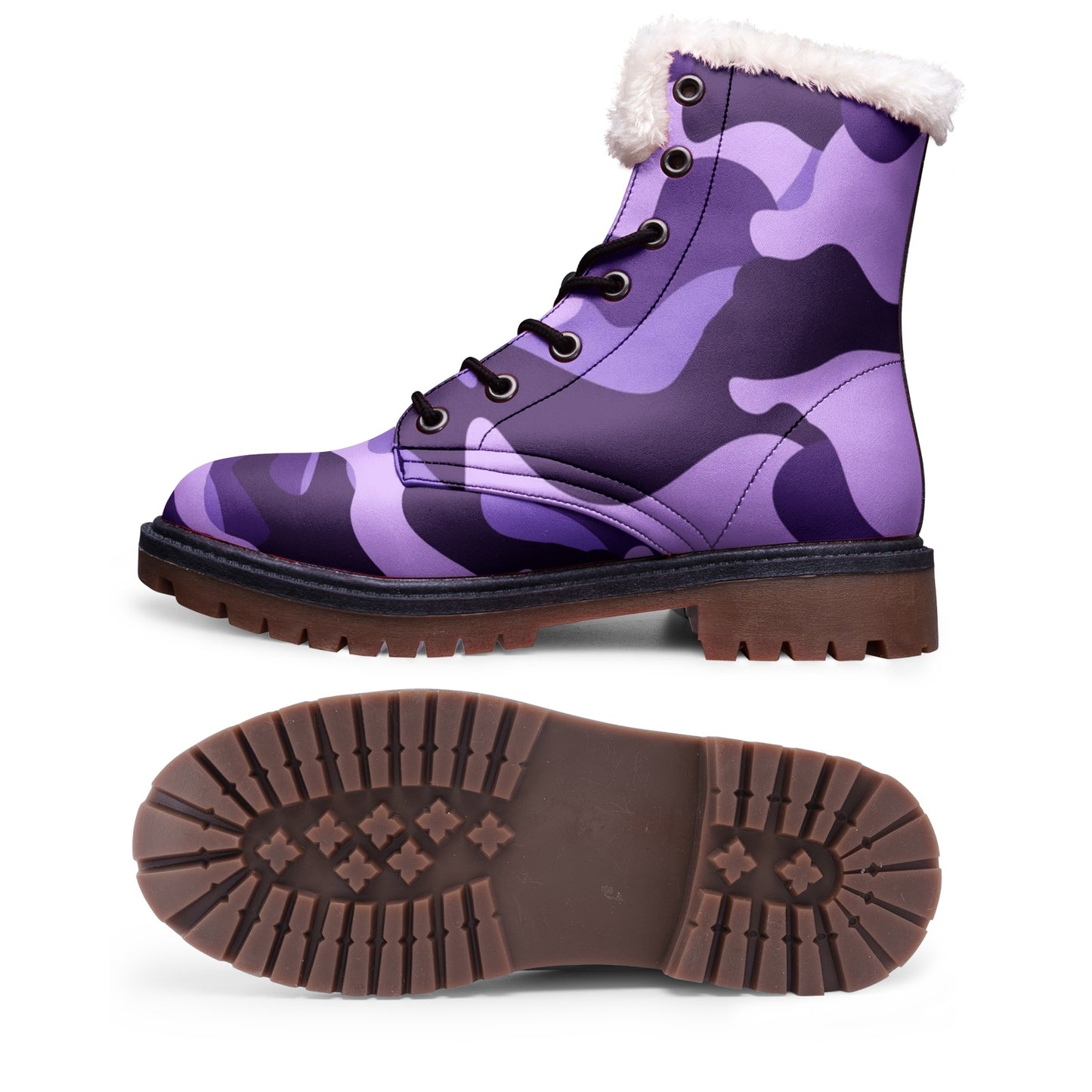 Snow Camo Boots | Purple, Blue, and Mauve Camouflage