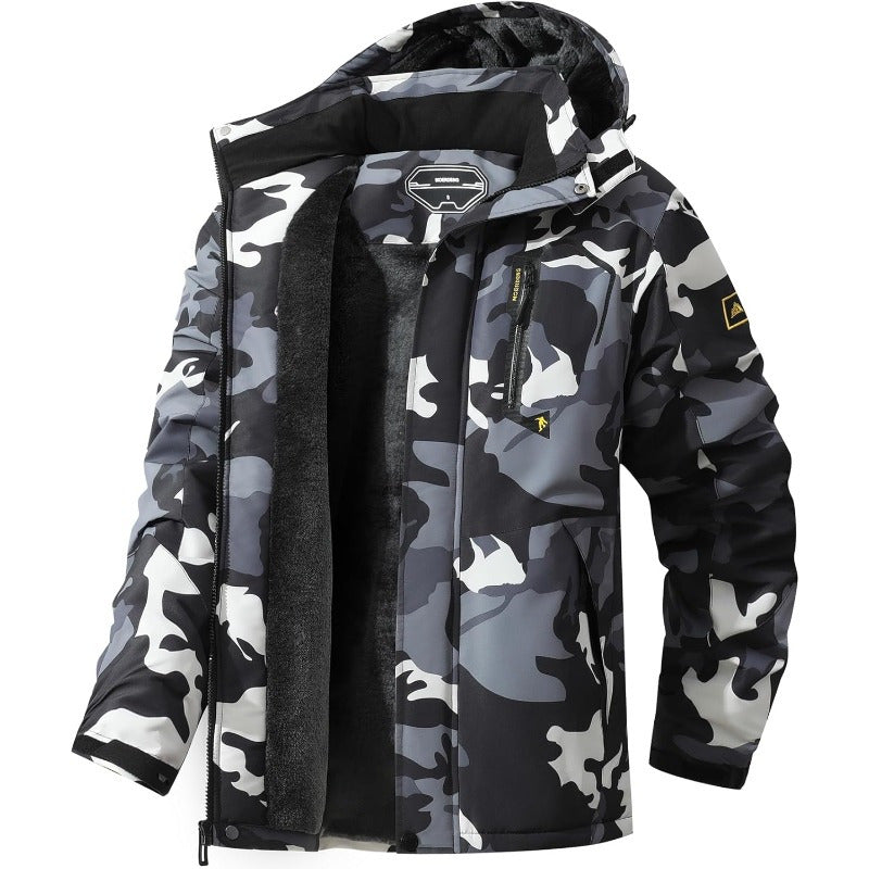 Men's Designer Black Ski Jacket | Fleece with Removable Hood