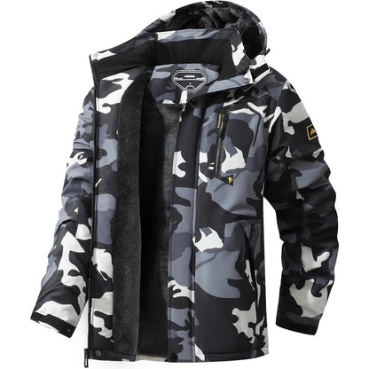 Men's Designer Black Ski Jacket | Fleece with Removable Hood