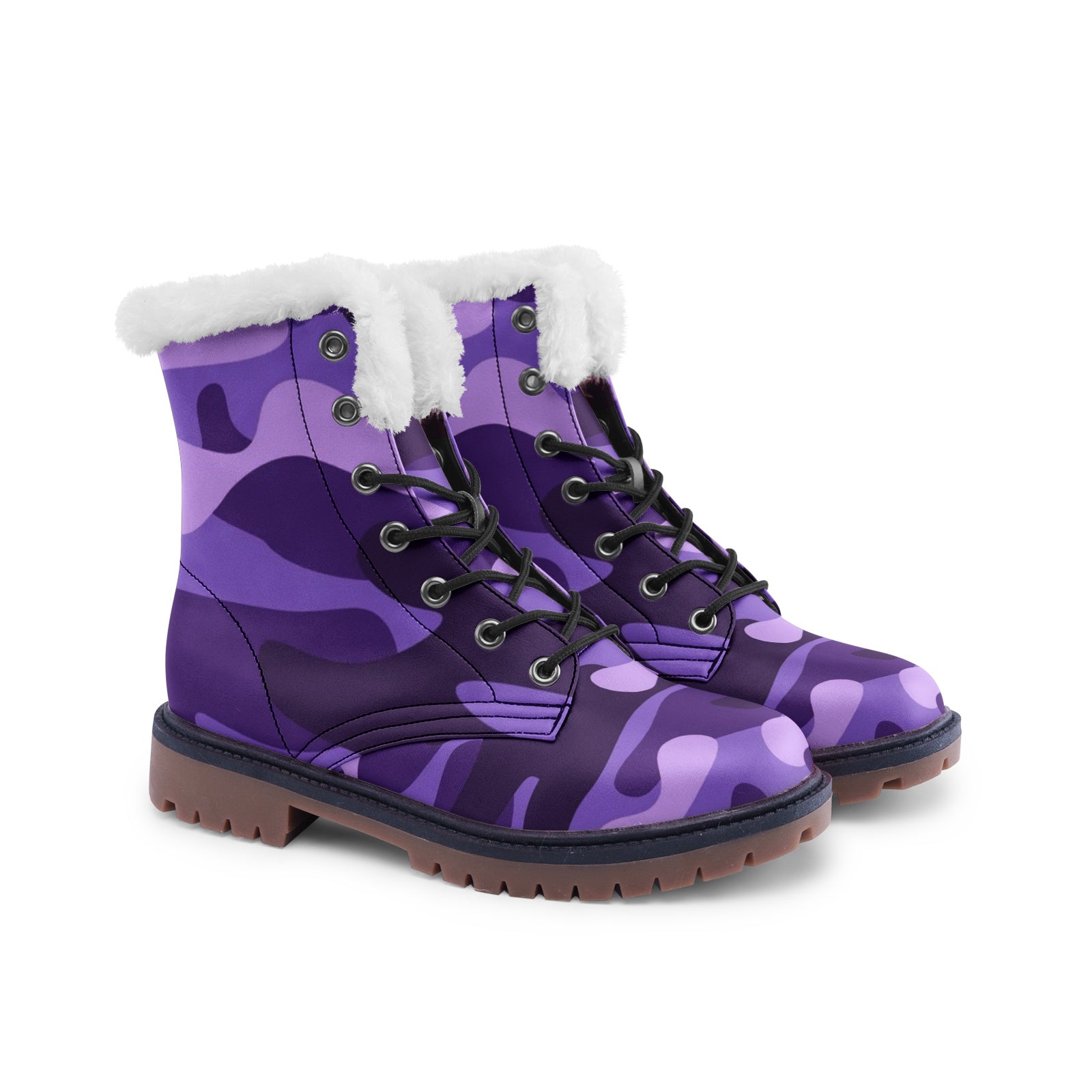 Snow Camo Boots | Purple, Blue, and Mauve Camouflage