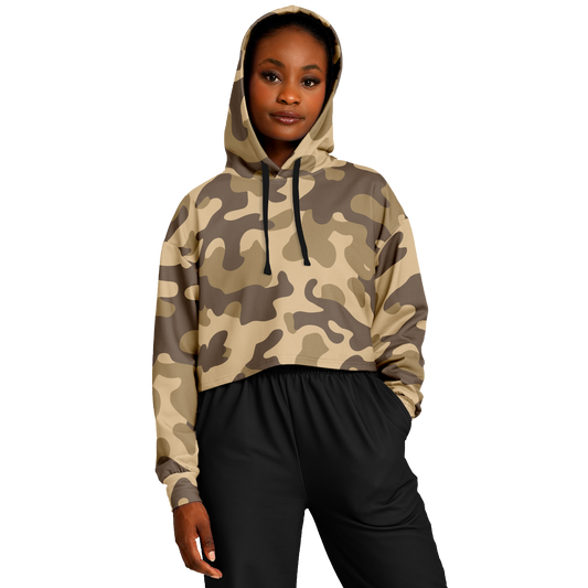 Cropped Hoodie For Women | Khaki Camouflage