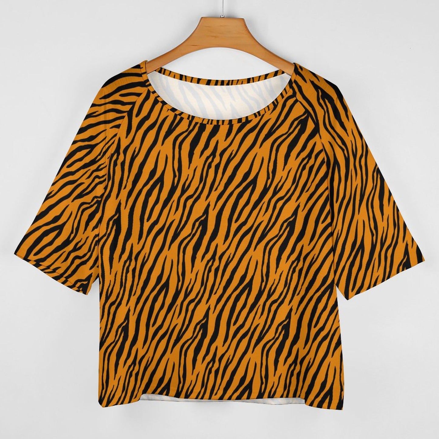 Off The Shoulder Top | Orange and Black Tiger Shirt