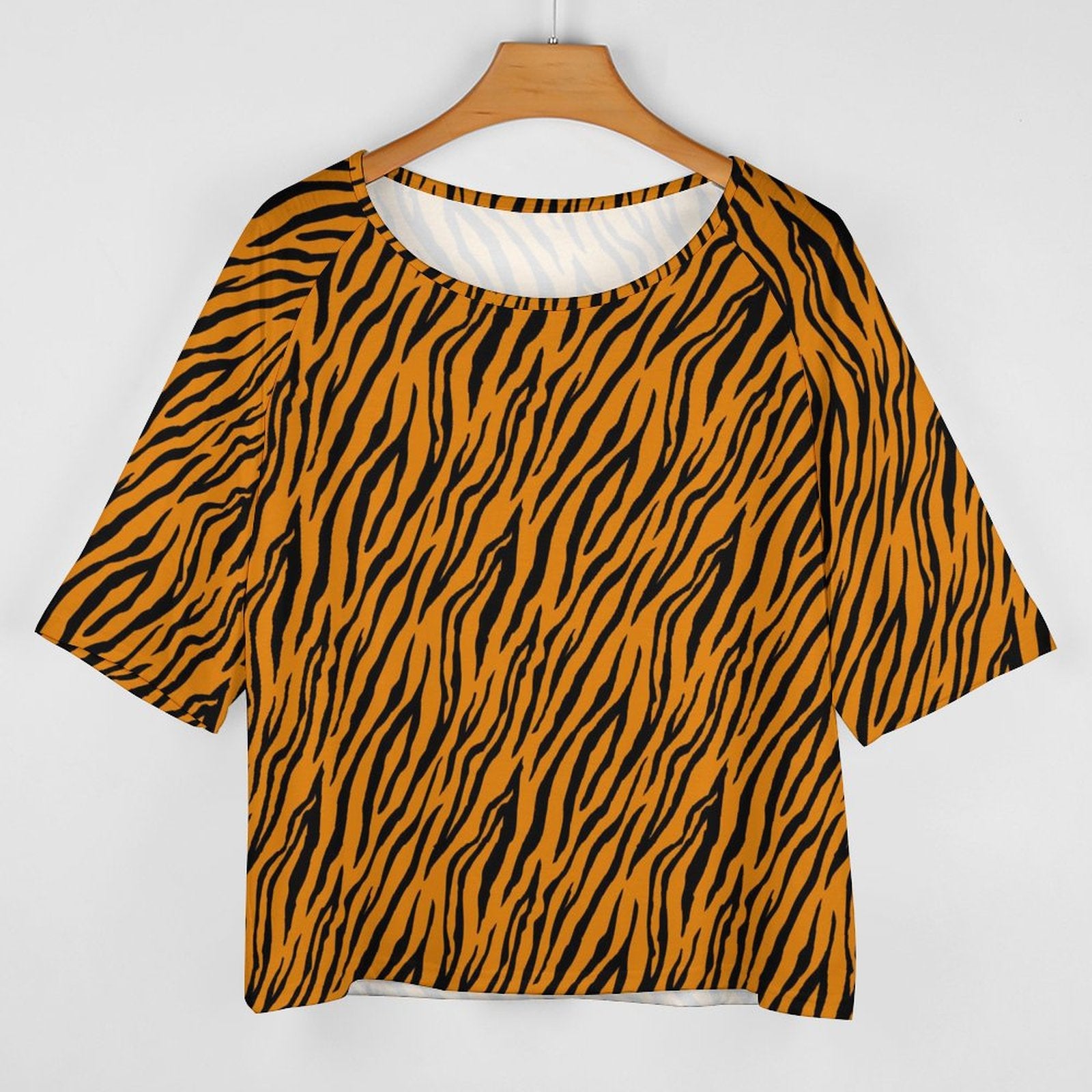 Off The Shoulder Top | Orange and Black Tiger Shirt