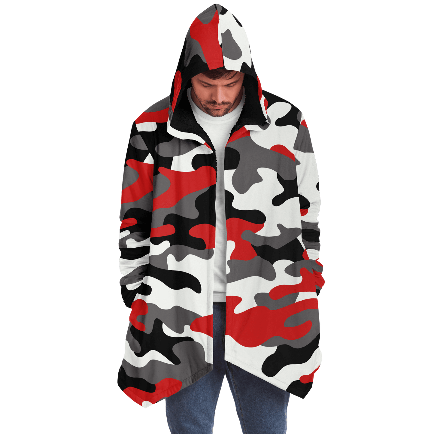 Camo Cloak | Red, Black, & White Camouflage | Microfleece