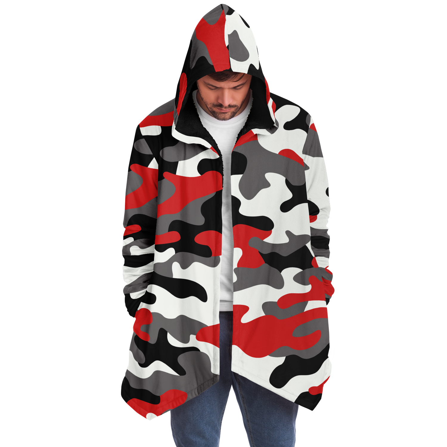 Camo Cloak | Red, Black, & White Camouflage | Microfleece