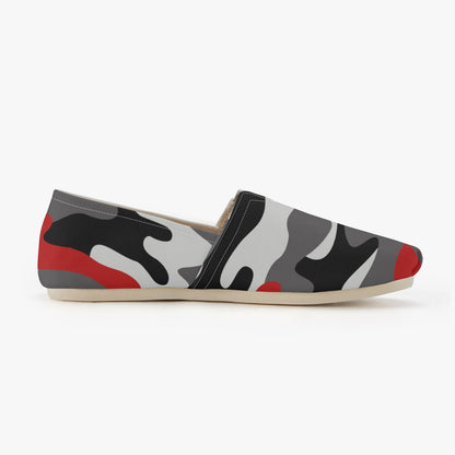 Camo Toms | Red, Black, and White Camouflage Canvas Shoes