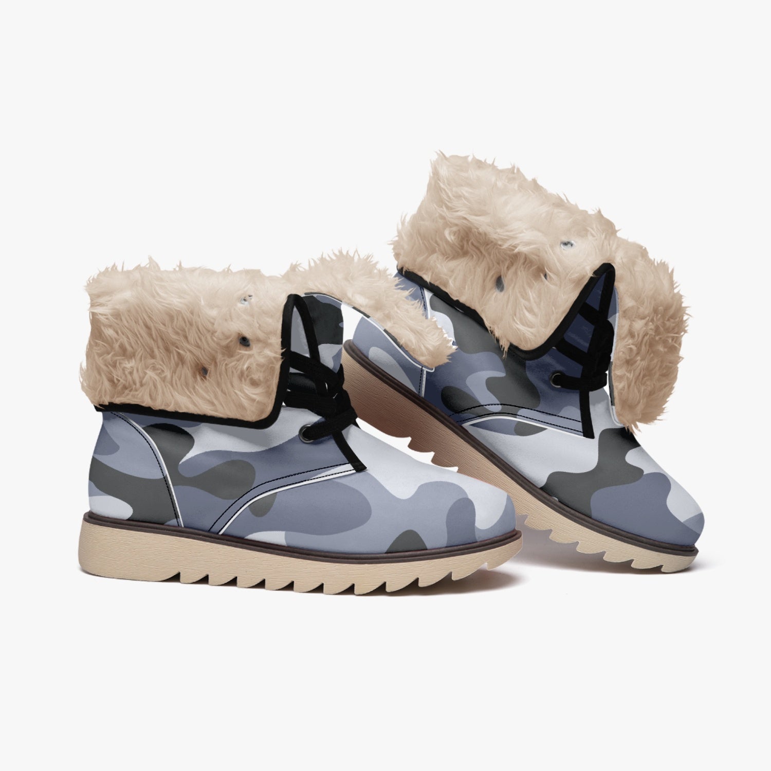 Camo Boots | Light Blue Cotton-Pad Fur Lining