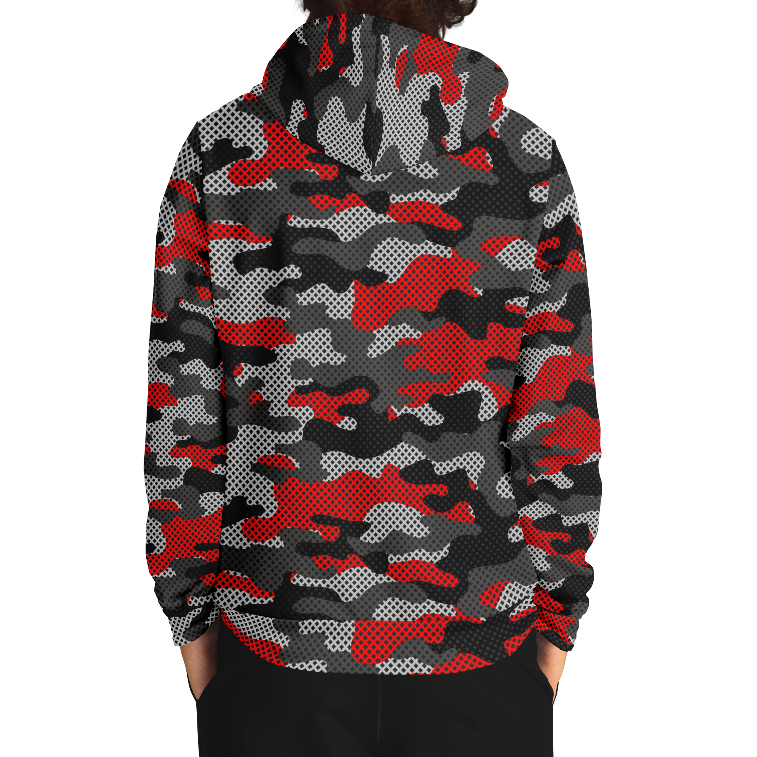 Red Camo Hoodie | Black and Gray Pixel Camouflage