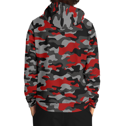 Red Camo Hoodie | Black and Gray Pixel Camouflage