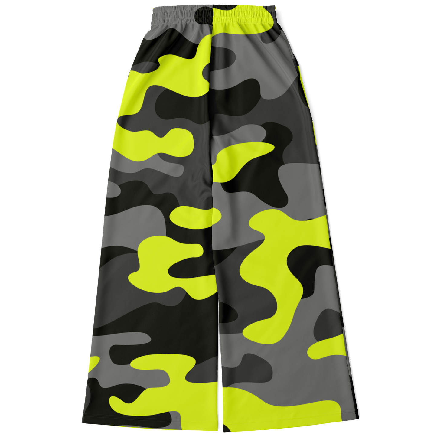 Camo Wide Leg Pants | Black, Gray & Yellow Camouflage