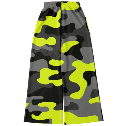 Camo Wide Leg Pants | Black, Gray & Yellow Camouflage