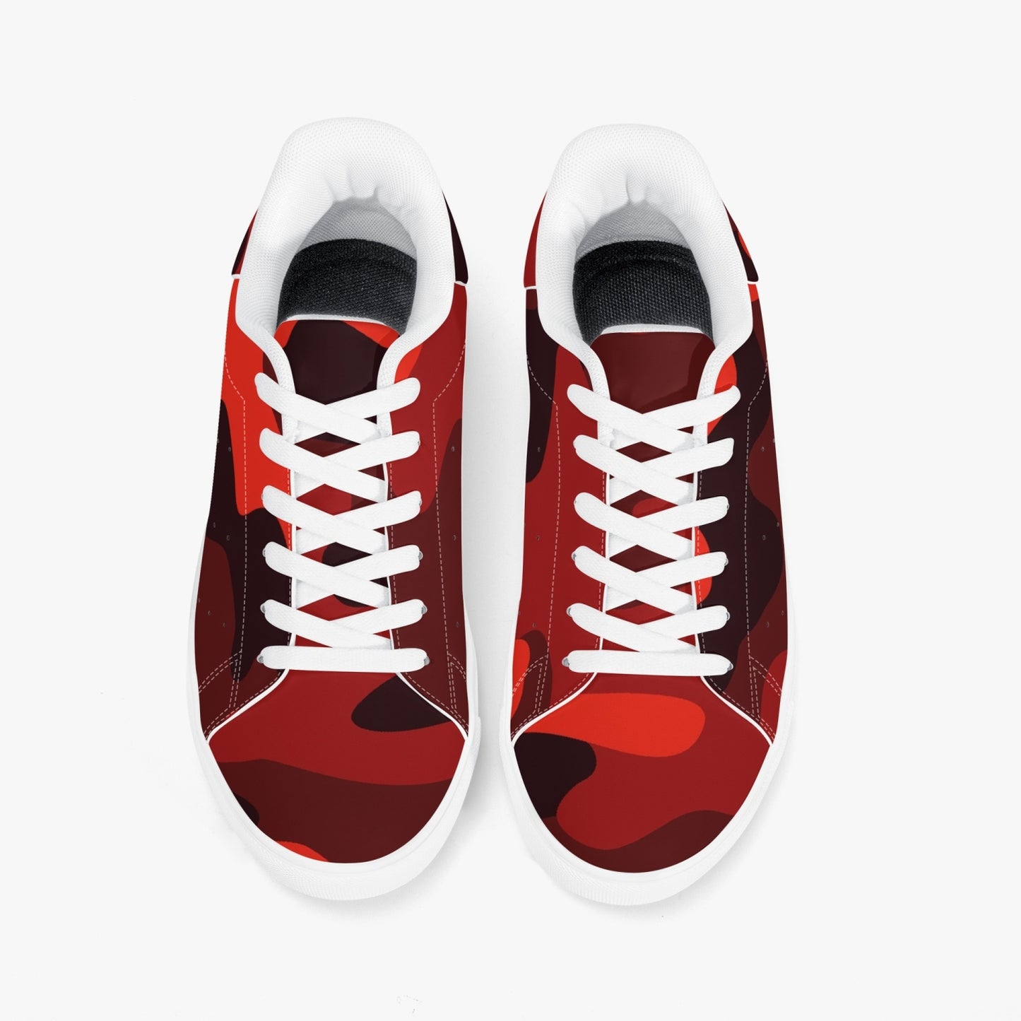 Camo Sneakers | Classic Low-Top Leather | Scarlet Red & Black