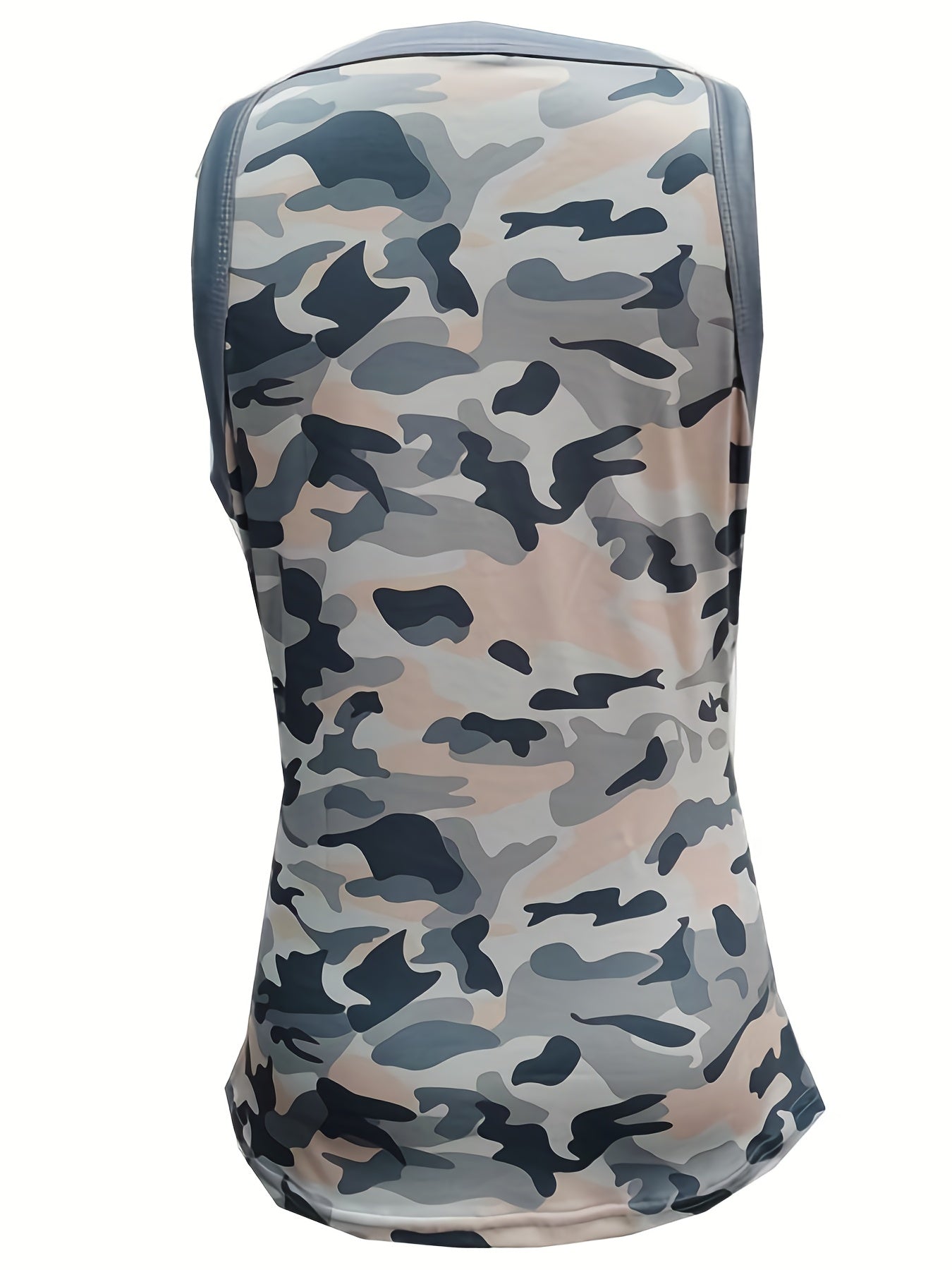 Camouflage Print Tank Top, Y2K Sleeveless Crew Neck Tank Top