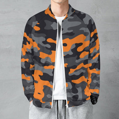 Camo Shirt | Raglan Zip-up | Orange, Black, and Gray