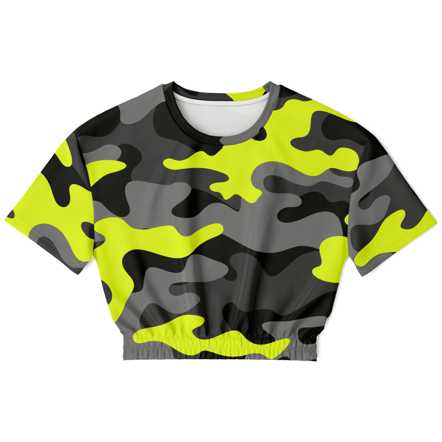 Camo Crop Top Sweatshirt | Black, Gray & Yellow Camouflage