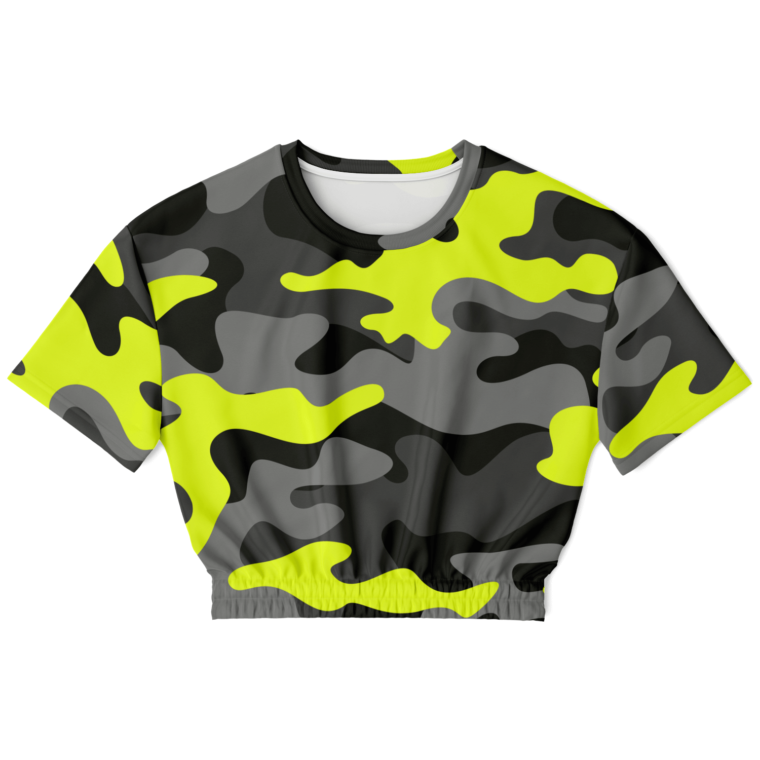 Camo Crop Top Sweatshirt | Black, Gray & Yellow Camouflage