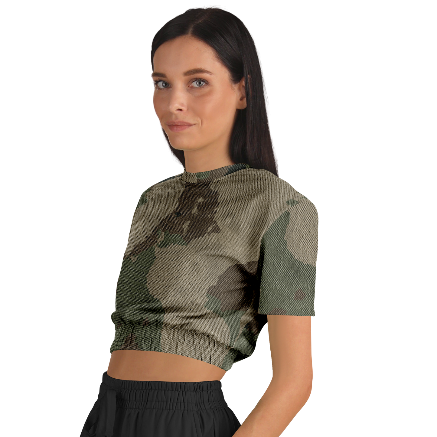 Camo Crop Top Sweatshirt | Dirty Old Brown Camouflage