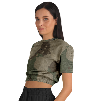 Camo Crop Top Sweatshirt | Dirty Old Brown Camouflage