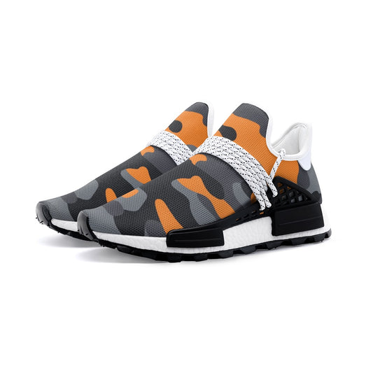 Lightweight Camo Sneakers | Orange, Black & Gray Camouflage