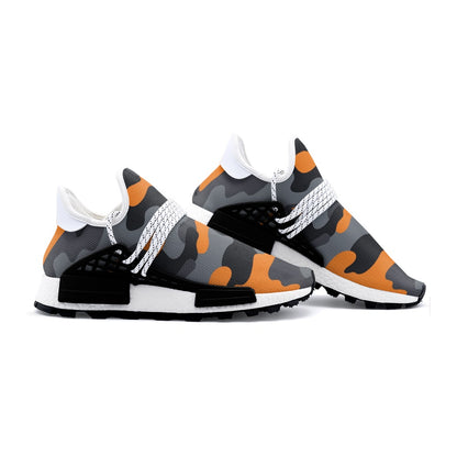 Lightweight Camo Sneakers | Orange, Black & Gray Camouflage