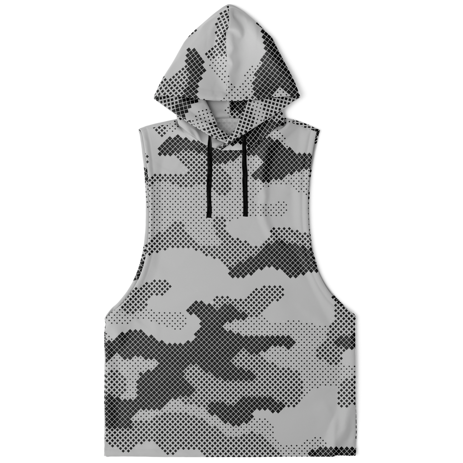 Sleeveless Hoodie | Black & White Digital Dotted