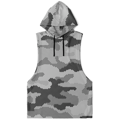 Sleeveless Hoodie | Black & White Digital Dotted