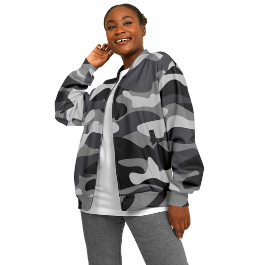 Shade Of Grey Baseball Jacket | Camouflage Print