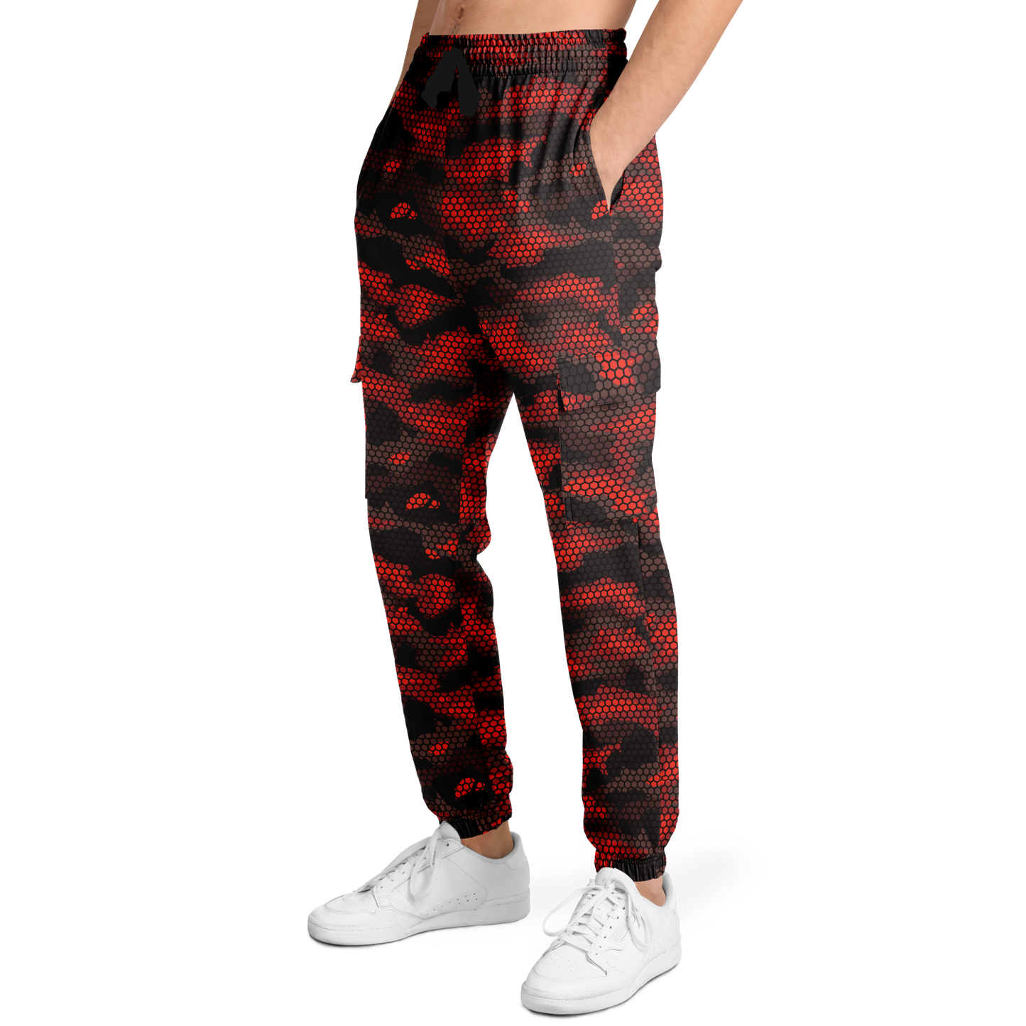 Red Camo Cargo Pants | Geometric Hive | Unisex