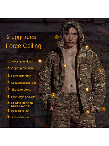 Winter Tactical Camo Coat: Cotton-Padded, Water-Repellent, Warm