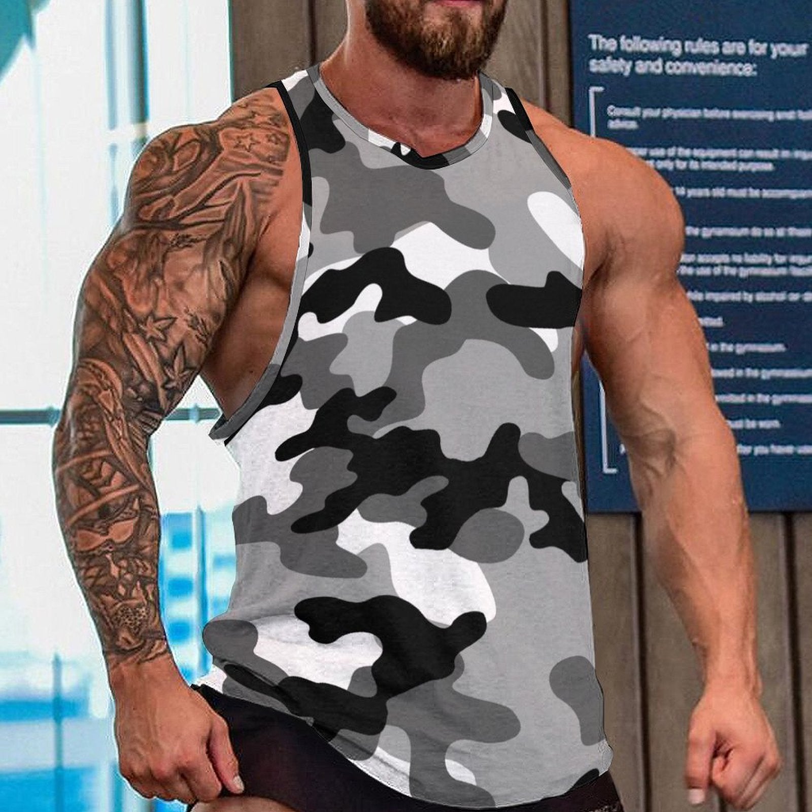 Camo Tank Top | Black, White & Gray Camouflage