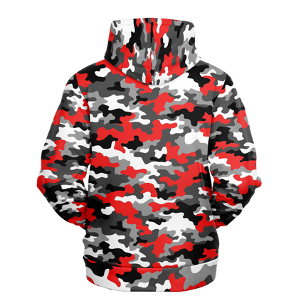 Red Camo Hoodie | Gray, Black, and White Mixed Camouflage